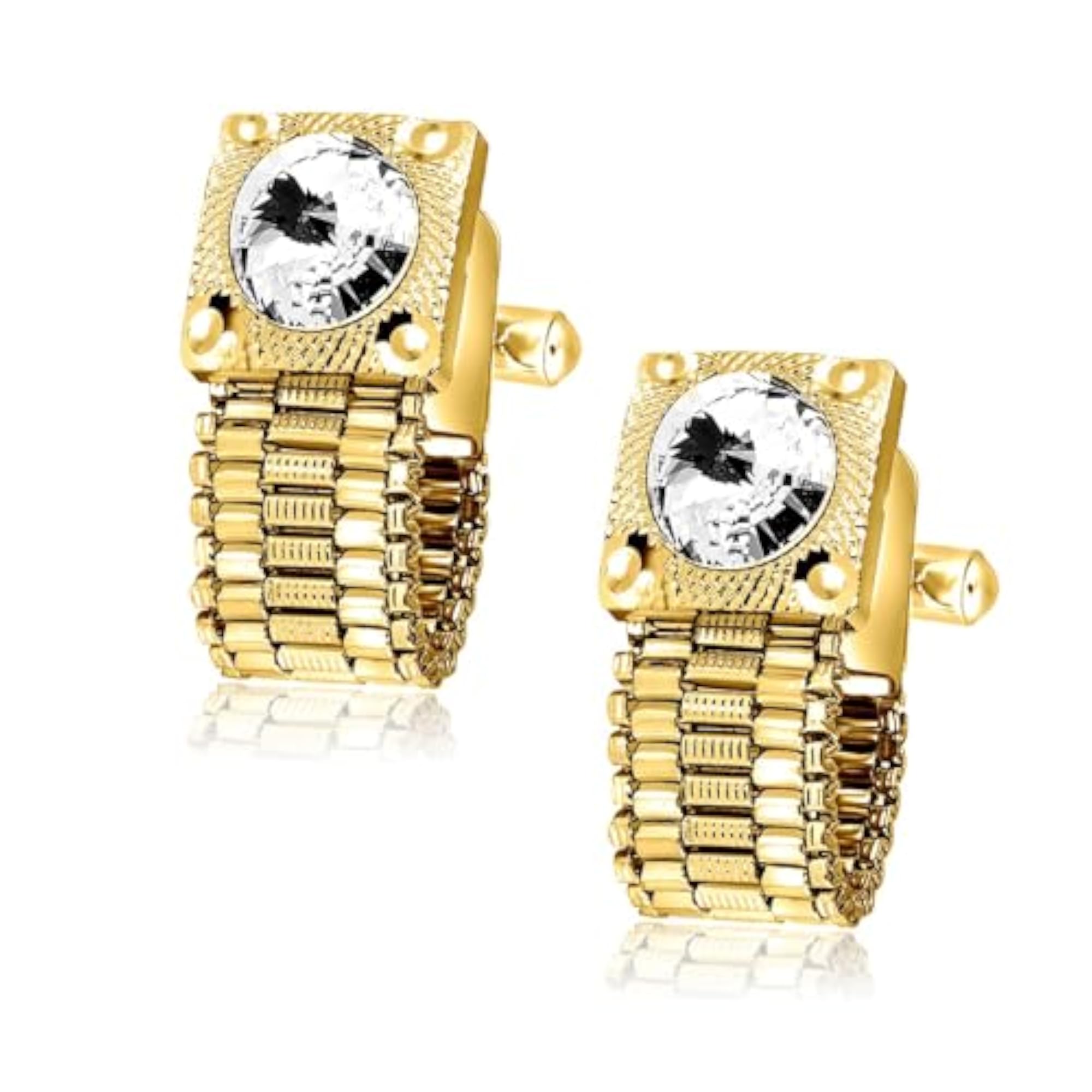 Cufflinks for Men - Blue Formal Stainless Steel Diamond