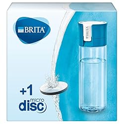 BRITA Borraccia filtrante per acqua, Blu (0.6l) - incl. 1 filtro MicroDisc per la riduzione di cloro, erbicidi, pesticidi e impurità