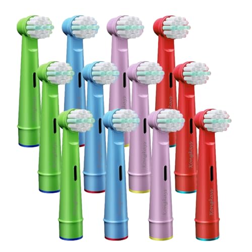 Chiinet 12 cabezales de cepillo de dientes para niños compatibles con la mayoría de cepillos de dientes eléctricos Braun Oral B Kids, recambios de cabezales de cepillo de dientes para Oralb Kids