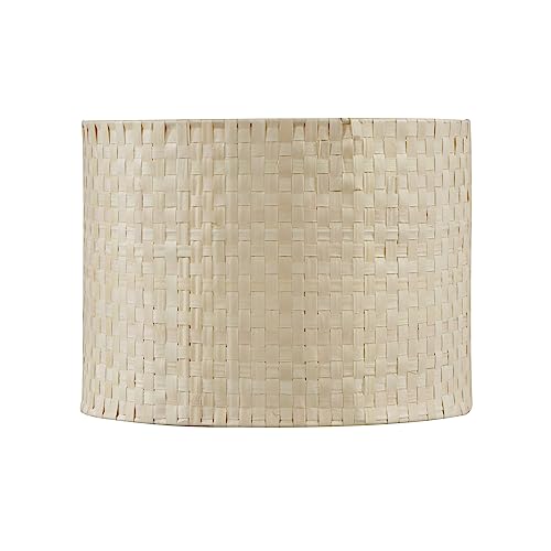 Image of Aspen Creative 31603, Drum Spider Lamp Shade, Natural Palm Leaf, 12 inch Top x 12 inch Bottom x 9 inch Height