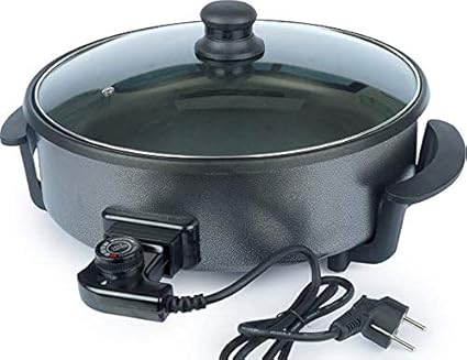 Jet Roy Non Stick Electric Multipurpose Cooker Pan Pizza Maker with Unbreakable Lid, 36 cm, Black Pizza Maker