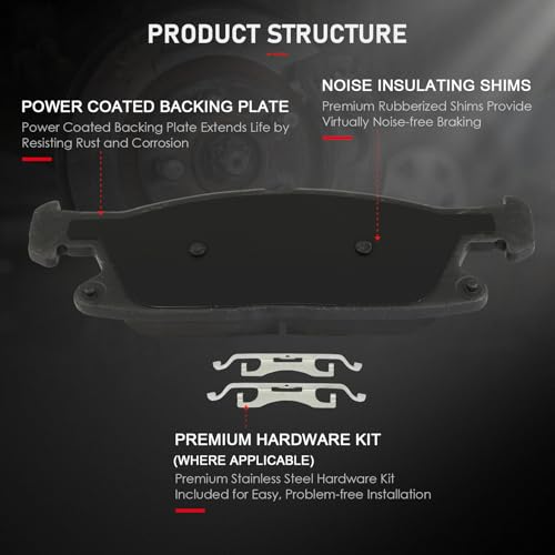 Image of cciyu D1818 Front Ceramic Disc Brake Pads Kit For Ford For Edge 2015-2021,For Lincoln MKX 2016-2018,For Lincoln Nautilus 2019-2023