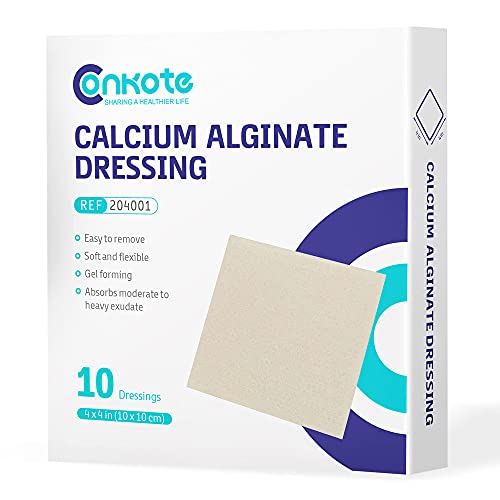 Conkote Calcium Alginate Wound Dressing Pads 4 x 4 Pad Size 10 Pack Non-Stick Padding Sterile Highly Absorbent & Comfortable