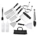 Yuning 13PCS Conjunto de espátula para Barbacoa,Juego de Espátula deAcero Inoxidable,con Bolsa de Transporte,Kit de Herramientas para Parrilla,Ideal para Cocinar la Parte Superior Plana o para Acampar