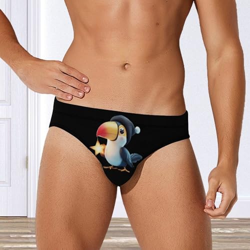 Cute Toucan with Hat Men's Swim Briefs Low Waist Bikini Swimsuit Underwear Beach Swimwear4