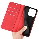 COQUE Etui do Motorola Edge 70 Fusion Shell Slim Slim Leather Case Flip Cover z przegródkami na karty Skórzany pokrowiec do Motorola Edge 70 Fusion-Czerwony