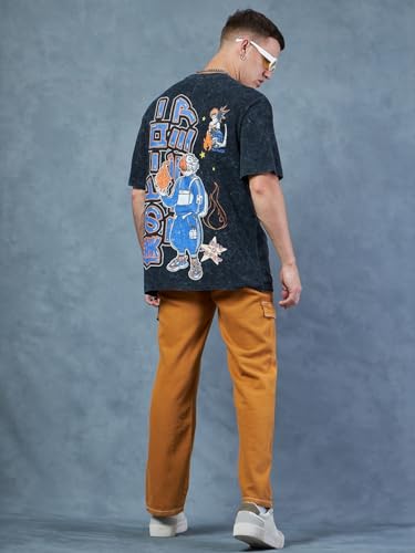 Image of Bewakoof Anime Men's Cotton Printed Oversized Fit Half Sleeve T-Shirt | Casual Wear | Street Wear | Oversized t Shirt for Men Cotton | Baggy