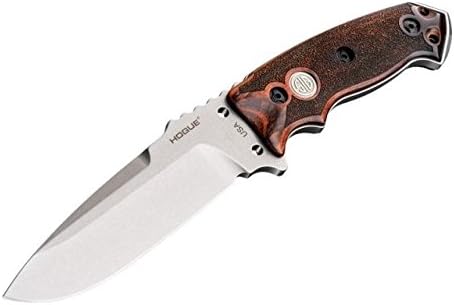Hogue SIG EX-F01 Stainless Elite 5.5” A2 Drop Point Blade Stone Tumbled Finish, Stippled Hardwood Frame Fixed Knife, Rosewood - 37176