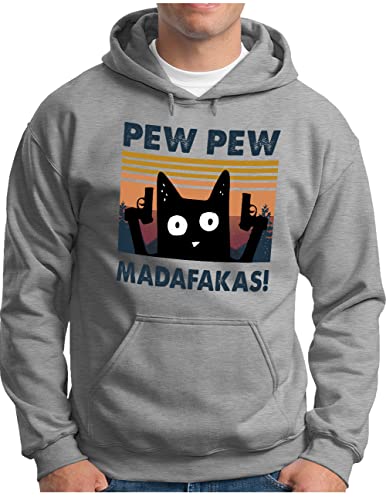Sweat à capuche Homme motif chat amusant Meme Design Retro pull gris grande taille