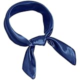 Pistha Chiffon Scarf Square Ribbon Neck Scarf Satin Scarf Handkerchief for Halloween Retro Women Girls Costume Accessory (Navy blue, 23.6 * 23.6 inch)