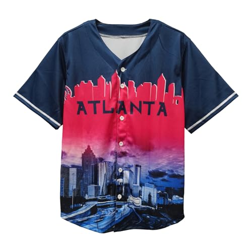 Camisa casual de beisebol City Night Skyline Silhueta Jersey abotoada roupas urbanas roupas de fãs t
