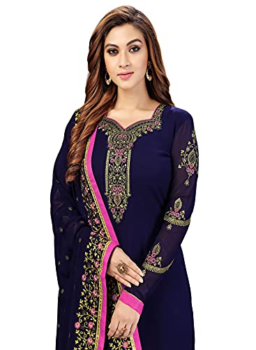 Panash Trends Women's Georgette Embroidered Work Salwar Suit Set (Xxl, Blue) #TOP7