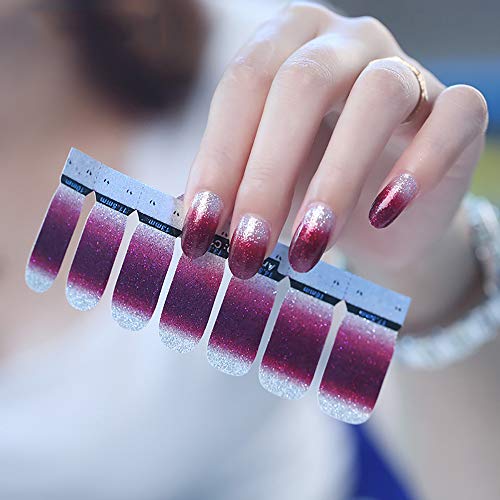 Wokoto 8 Sheets Nail Art Polish Stickers Strips With 1Pcs Nail File Full Wraps Nail Adhesive Decals Gradient Glittery Manicure Kit For Women #TOP6