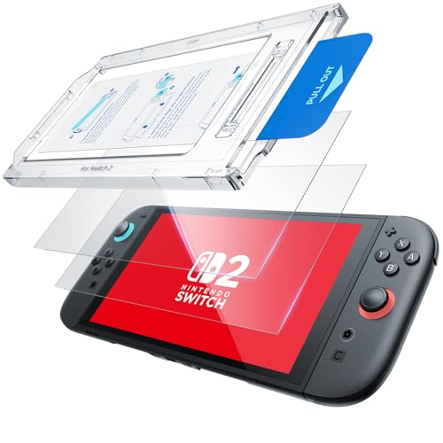 Mumba Screen Protector for Nintendo Switch 2 with Auto-Alignment Kit, 2 Pack 9H Tempered Glass Ultra-Thin Transparent HD Clear, Scratch and Crack Resistant, Case-Friendly, Bubble-Free Easy Install