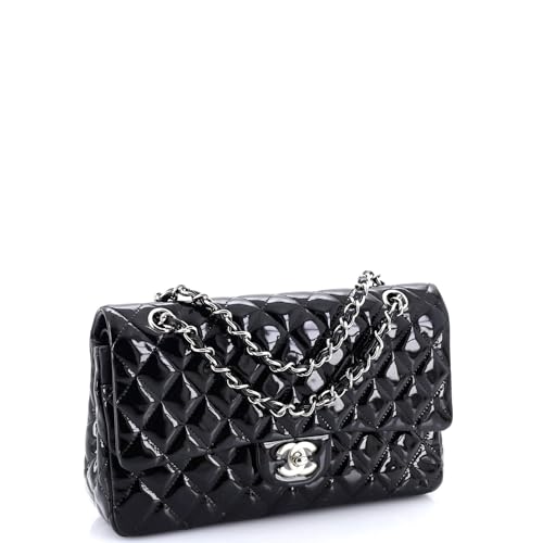 Pre-Loved Classic Double Flap Bag Quilted Patent Medium, Black3