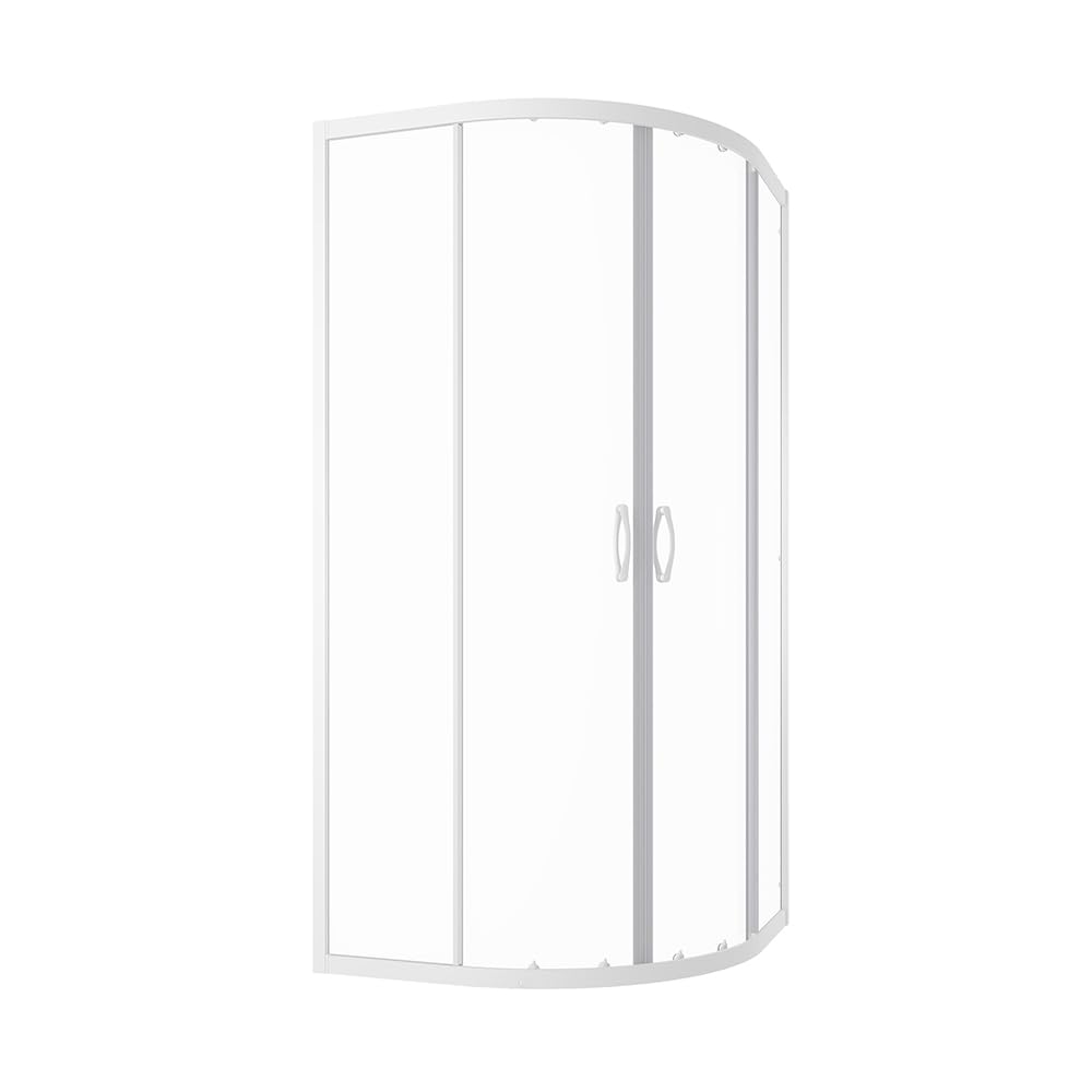 Box Doccia Semicircolare Vetro 4 mm Profili Bianchi h185cm mod. Grenada (Vetro Trasparente, 90x90)
