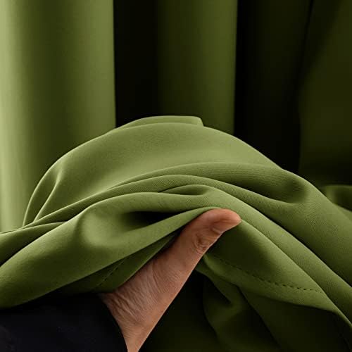 MIULEE Blackout Curtain Very Soft Solid Thermal Insulated Ring Top Decorative Darkening Curtain with Grommets for Living Room Bedroom Nursery 2 pieces 46" Wide by 54" Drop 117 x 137 cm Green
