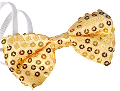 Rhode Island Novelty Gold Sequin Bowtie Bow Tie for Clown or Christmas Costume