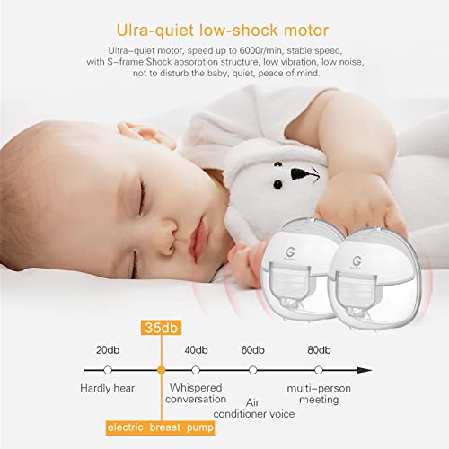 Gulanne Wearable Breast Pump Hands Free, Wearable Pumps For Breastfeeding, Hands Free Electric Breast Pump, Low Noise&Leak-Proof Design, 2 Modes & 9 Levels, Come With Flange 24Mm& 27Mm #TOP1
