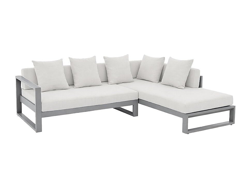 Vente-unique - Sofá de jardín 5 plazas Molokai - Aluminio - Topo
