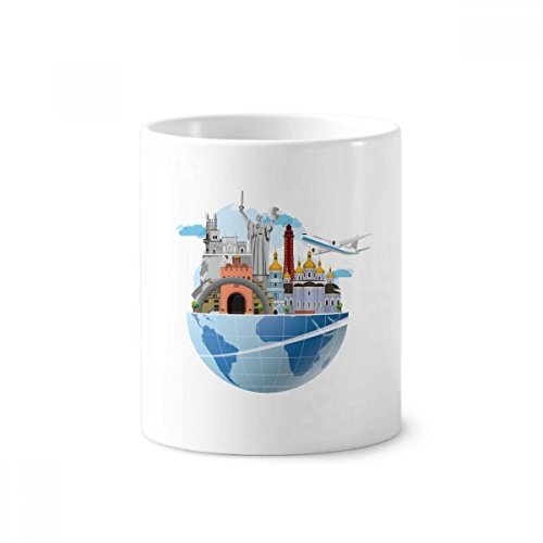 Avion en céramique Ukraine tasse blanche 350ml porte-pinceaux bureau