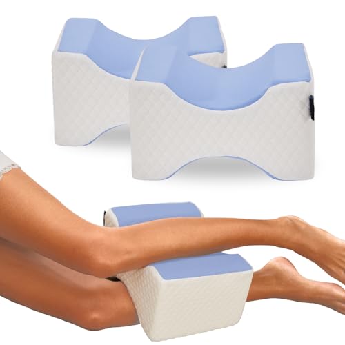 cooloo8 Side Sleeper Pillow, Knee Pillow for Side Sleepers, Sciatica Pain Relief Pillow, Memory Foam Leg Pillow for Back, Hip, Sciatica Pain Relief (Blue)-2PCS