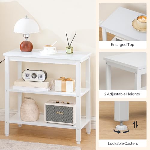 HOOBRO End Table, Simple Rustic Side Table with 3-Tier Storage Shelf, Narrow Nightstand for Small Spaces, Easy Assembly, for Living Room, Bedroom, Industrial Design, White WT14BZ01 by HOOBRO - Image 9