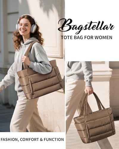 Bagstellar Puffer Tote Bag for Women, Lightweight Puffy Travel Gym Work Bag — view 8