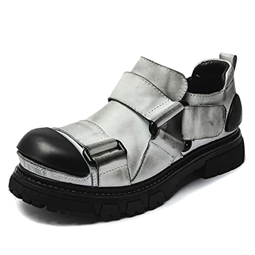 Chaussures a bout rond homme cuir tactique vintage militaire punk