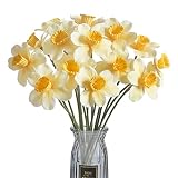 GTIDEA 12pcs Artificial Flowers Daffodils Flowers 16“ Yellow Fake Spring Flowers Real Touch Flowers
