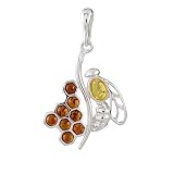 HolidayGiftShops Ciondolo in ambra in argento sterling e baltico Honeycomb Bee