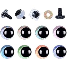 ARTCXC 64Pcs 18mm 8Colors 3D Glitter Safety Eyes and Washers for Crocheting Moon Safety Eyes for Amigurumi Craft Doll Eyes for DIY Making of Plush Animal Doll Puppet DIY Project