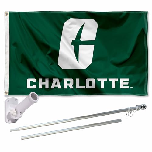 College Flags & Banners Co. Charlotte 49ers New Logo Flag with Pole and Bracket Holder University Set