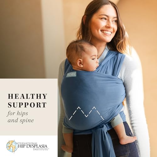Image of Moby Baby Wrap Carrier Classic for Newborns to Toddlers (8-33lbs), Infant Sling Carrier, Lightweight & Hands Free Design, Adjustable for All Body Types (Ocean)
