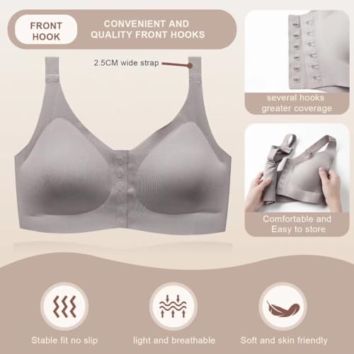 Image of Seamless Front Closure Mastectomy Bra Surgical Bra Pocket Breast Prosthesis Breast Forms Bralette Daily Bra