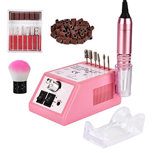yinhua Professional Nail Drill Machine Electric Nail Drill Acrylic Nail Drill Machine Nail File Drill Acrylic Nail File Drill Kit 30000 RPM with 6 Bits for Manicure Gel Nails Home Salon Use Pink