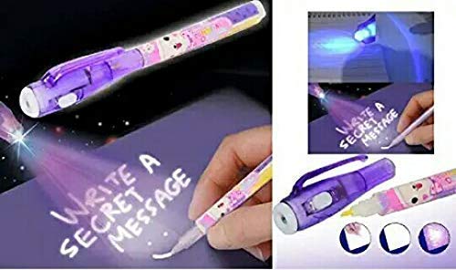 Invisible Magic Pens with UV-Light: Illuminate the Fun with Secret Message Writing, Love Expressions, and Party Delights - Ideal for Birthdays, Return Gifts, and All Ages (Pack of 4)
