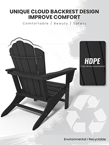 Kingyes Hdpe Adirondack Chair, Classic All-Weather Adirondack Chair, Black #TOP2