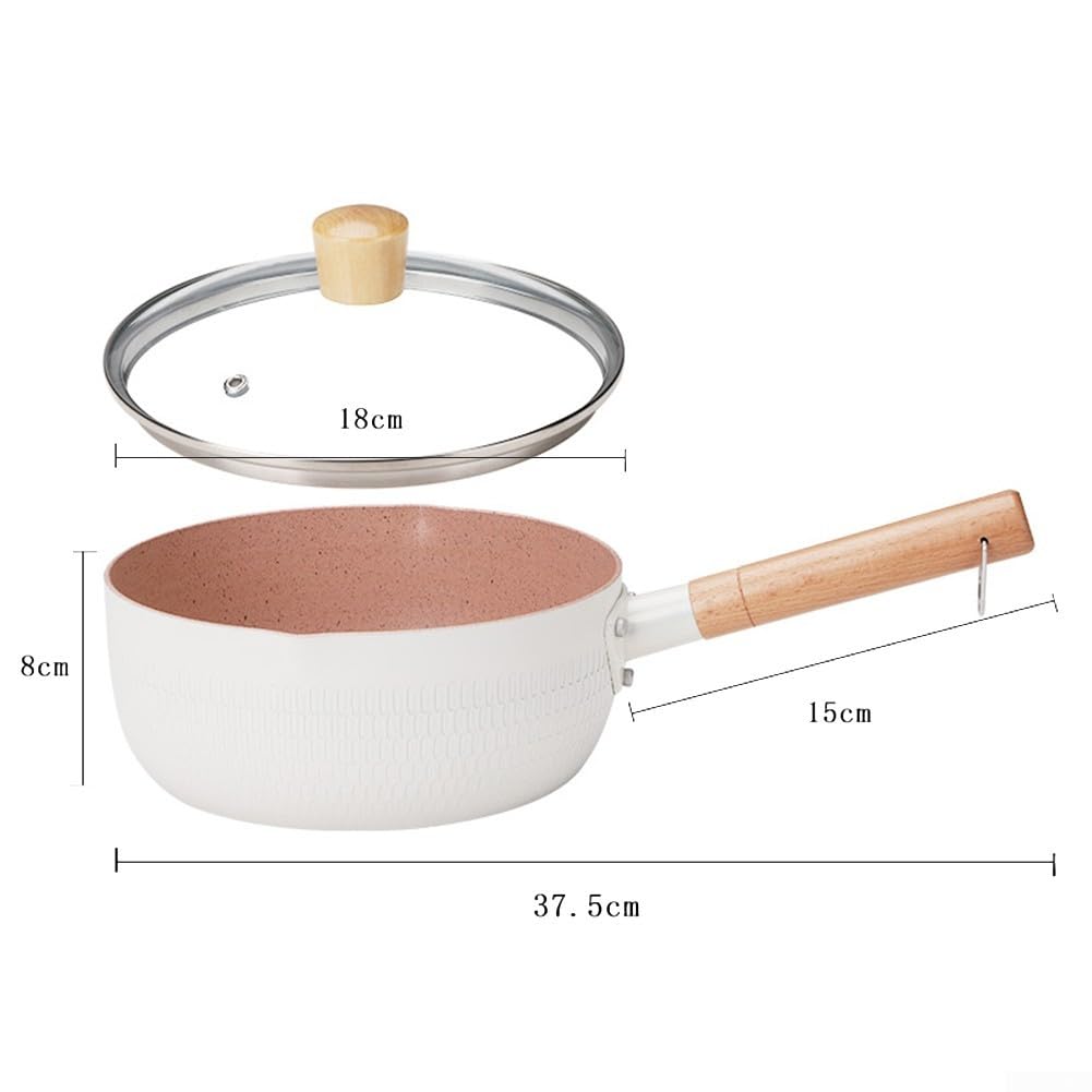 Maifan Stein-Milchtopf, antihaftbeschichtet, Yukihira-Pfanne, kleiner Kochtopf für Nudeln, Babynahrung, Suppe, Haushaltsküche, Kochgeschirr (weiß, 18 cm)