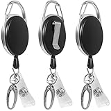 Redamancy Schlüsselanhänger Ausziehbar, 3Pcs Einziehbarer Schlüsselanhänger, Schlüssel Jojo, Schlüsselanhänger Ausziehbar mit Extra Starker Feder und reißfester Schnur mit Gürtelclip für Kartenhalter