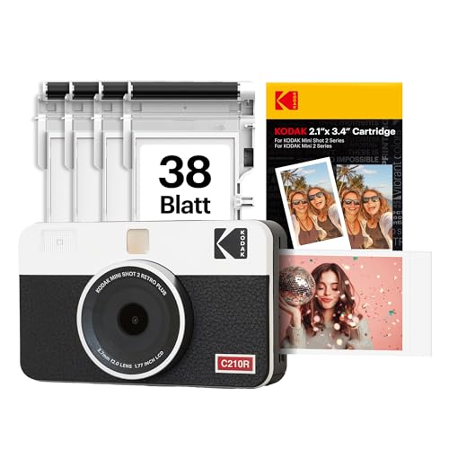 Kodak Mini Shot 2 Retro 4PASS Sofortbildkamera und Tragbarer Fotodrucker 2-in-1, 5,3×8,6 Centimeter...
