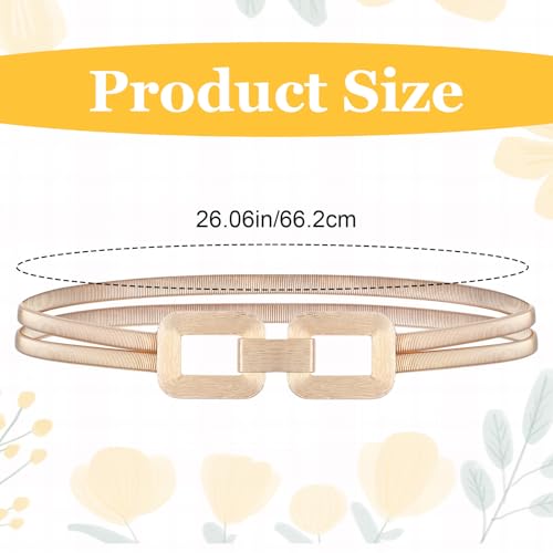 Gold Belt for Dresses Women Fancy Double-Deck Spring Skinny Gold Chain Strech Metal Belts Fashion Waist Accessories Elastic for Women2