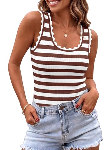 Image of Saodimallsu Womens Ribbed Knit Tank Top Summer Sleeveless Square Neck Casual Basic Slimming Sweater Vest Tops