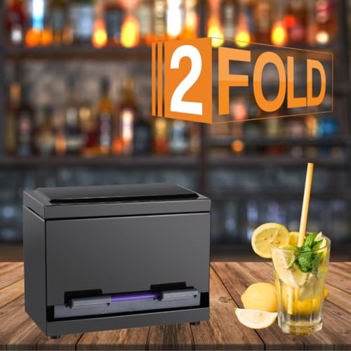 2Fold Stainless Steel Straw Dispenser - Drinking Straw Holder For Bulk Unwrapped Paper and Disposable Plastic Straws - Includes Custom Label Stickers (Black) - Thumbnail 2