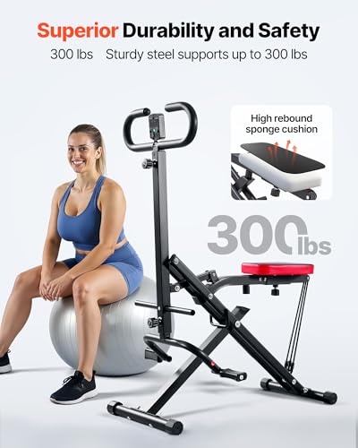 Image of VEVOR Squat Machine, Deep Squat Rowing Machine for Home, Easy Setup & Foldable Exercise Equipment, Glute Trainer Machine with 2 /3 High-Strength Resistance Bands, Glutes & Leg Home Workout Machine