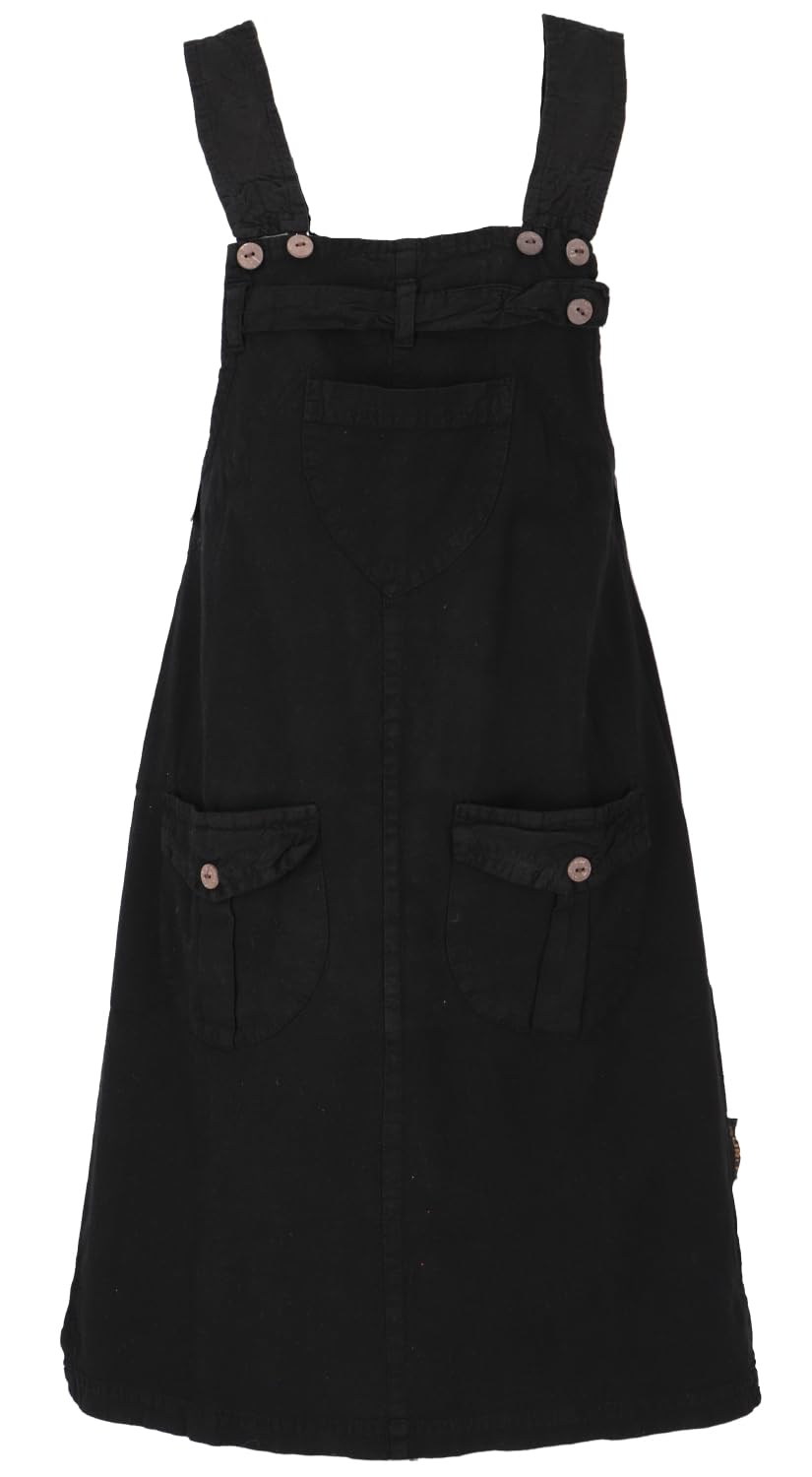 GURU SHOP Latzrock, Trägerkleid, Hippierock - Olive, Damen, Baumwolle | Bequemes Kleid mit aufgesetzten Taschen, knielang, vielseitig kombinierbar, normaler Schnitt.