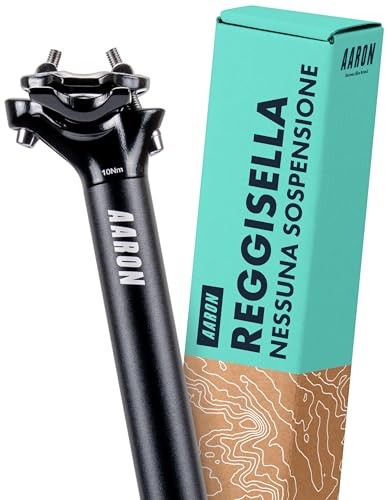 AARON Post - Canotto reggisella con diametro di 30,9 mm, in alluminio, lunghezza 350 mm, per bici da città, trekking, bici da trekking e mountain bike, con scala in nero