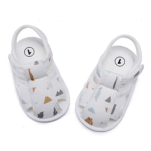 Infant Boys Girls Cartoom Prints Shoes First Walkers Shoes Summer Toddler Breathable Baby Boy Sandals 3-6 Months (Beige, 0-6 Months)2