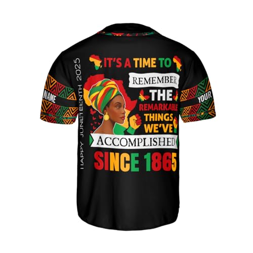 Custom Juneteenth Baseball Jersey Shirt Personalized Juneteenth 1865 Africa Freedom Shirt Black History Month Pride Flag Gift miniatura 4