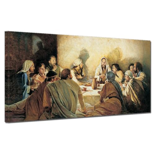 Impression sur toile de Jésus-Christ - Décoration murale encadrée - 50,8 x 101,6 cm